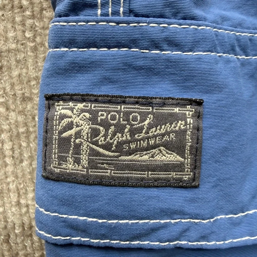 Polo Ralph Lauren Mens Blue Board Shorts Swim Trunks Cargo Pocket Size M